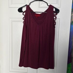 Jennifer Lopez Burgundy Tank Top with Cut-Out Sleeves size Large